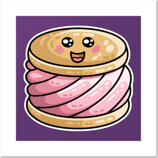 Kawaii Cute Ice Cream Sandwich Posters and Art